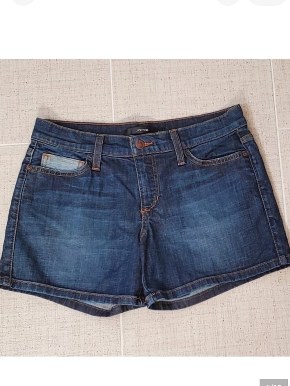 Joe's Dark Wash Contrast Light Wash Pocket, Denim Shorts, Whiskering, Sz 27, EUC